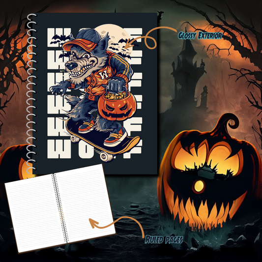 Night Wolf Spooky Spiral Notebook