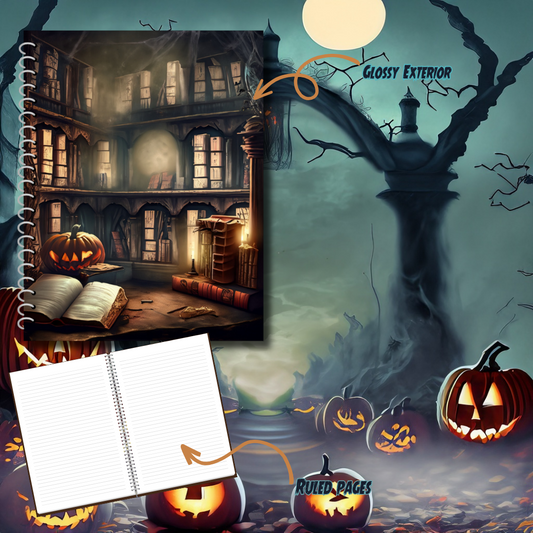 Spooky Pumpkin Library Spiral Notebook