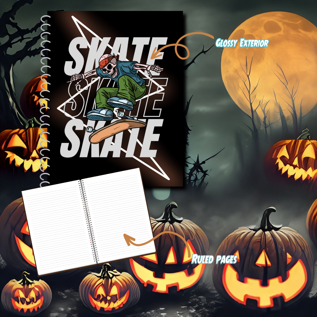 Boney Skater Spooky Spiral Notebook