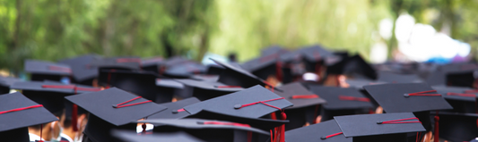 Student graduates' caps and tassels