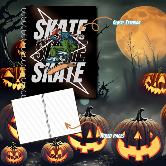 Boney Skater Spooky Spiral Notebook